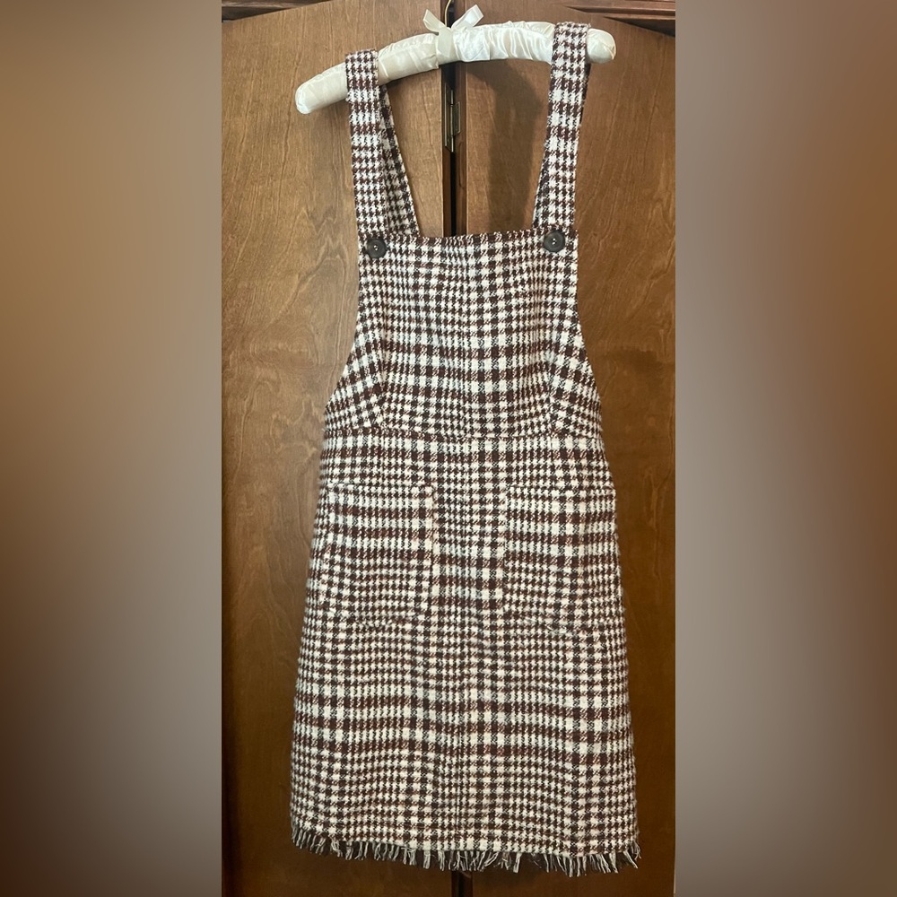 Bohme Brown and White Sheath Mini Dress Sleeveless Square Neck